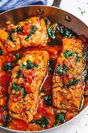 Toskanische Knoblauchbutter Lachsbratpfanne Mit Spinat Und Tomate Gesunde Lachsrezepte Lachs Rezept Mahlzeit