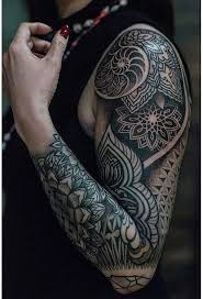 Contemporary Black Dot Work And Line Work Full Sleeve Tattoo Fullsleeves Tattoos Fullsleevetattoos Tattoo
