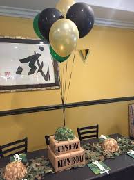 Custom photo banners will add a personal touch, and the vintage lanterns will brighten up your space. Army Camouflage 60th Birthday Party Sweet Lane Events Army Themed Birthday Camouflage Birthday Party Army Party Decorations
