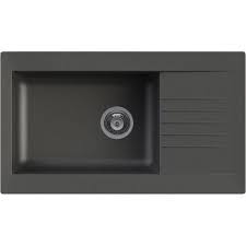 Evier A Encastrer Resine Noir Karta 1 Grand Bac Avec Egouttoir Evier Egouttoir Evier Cuisine