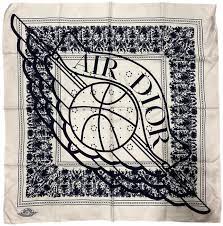 Dior White Air Jordan Wing Basketball Navy Blue Silk Bandana 22 23 Scarf Wrap In 2021 Silk Bandana Air Jordans Dior