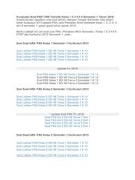 Soal yang kami berikan sudah berdasarkan buku paket k13 edisi revisi terbaru. Kumpulan Soal Pas Uas Tematik Kelas 1 2 3 4 5 6 Semester 1 Tahun 2018
