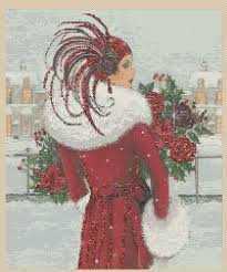 cross stitch chart art deco lady 10 flowerpower37 uk free