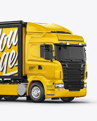 Truck Mockup Right Half Side View In Vehicle Mockups On Yellow Images Object Mockups Free Mockup Mockup Psd Mockup Free Psd