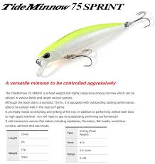 plat tide minnow 75 sprint chart gigo lure fishing tackle