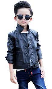 Lukycild Kids Boy Fashion Jacket Motorcycle Faux Pu Leather Jacket Coat Faux Leather Classic Style And Lapel Neck D Leather Jacket Boys Leather Jacket Jackets