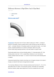 Difference Between A Pipe Elbow And A Pipe Bend