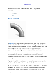 difference between a pipe elbow and a pipe bend