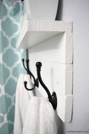 Diy Towel Rack With A Shelf Dwelling In Happiness Bathroomdecor Diy Towel Rack Diy Towels Bathroom Towel Hooks