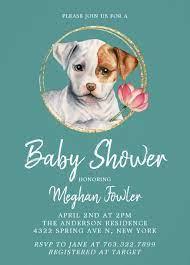 Cute Puppy Dog Baby Shower Watercolor Invitation Zazzle Com Trendy Baby Shower Invitations Boy Shower Invitations Baby Shower Invites For Girl