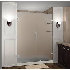 Frosted glass bathroom cupboard door. Aston Nautis Gs 67 In X 72 In Completely Frameless Hinged Shower Door With Frosted Glass And Glass Shelves In Chrome Sdr990f Ch 67 10 The Home Depot