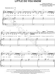 Alex Sierra Little Do You Know Sheet Music In A Minor Transposable Download Print Piano Sheet Music Piano Sheet Music Free Clarinet Sheet Music