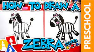 Then, join these two shapes by working the outline of your zebra. How To Draw A Cartoon Zebra Preschool Youtube