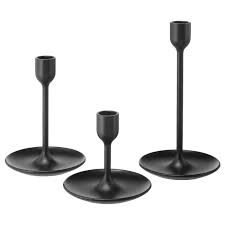 Fulltalig Candlestick Set Of 3 Black Ikea In 2020 Black Candlesticks Candle Holders Candlesticks