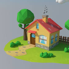 Low Poly House 1 Cartoon House House 3d Model Low Poly