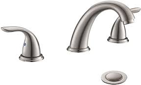 Reach providing you with plenty of sink space and room to wash your hands. 2 Handles 3 Holes Deck Mount Brushed Nickel Widespread Bathroom Faucet By Phiestina With Stainless Steel Pop Up Drain Wf008 5 Bn Amazon Com