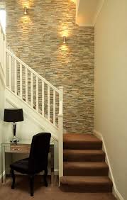 Stairway Wall Decorating Ideas Staircase Transitional With Desk Chair Designer Furniture Mirrored Furnitur Stair Decor Staircase Wall Decor Stairway Decorating