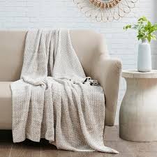 Our double knit blanket is, indeed, double knit! Madison Park Coe Natural Cotton Knit Throw Overstock 29479672
