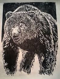 Japanese Woodblock Print Bear By Inkoutsidetheblocks On Etsy 70 00 Japanese Woodblock Printing Woodblock Print Linocut Art