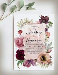 Dusty Rose And Burgundy Wedding Invitation Blushandburgundywedding Pinkandburgund Vintage Wedding Invitations Wedding Invitations Beach Wedding Invitations