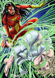 Spider #Woman #Fan #Art. (Spiderwoman vs Emma Frost) By: BlackProf.  ÅWESOMENESS!!!™ ÅÅÅ+ | Spider woman, Emma frost, Black widow marvel