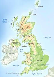 Du kan skrive ut det veldig enkelt for å få et papirkart gratis for privat bruk. United Kingdom Physical Map