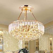 Pendant ceiling lamp crystal ball fixture light chandelier flush mount lighting. Dome Semi Flush Ceiling Light Minimalist Crystal 6 Light Dining Room Flush Mounted Ceiling Light In Gold Hl571640 Buy At The Price Of 205 33 In Beautifulhalo Com Imall Com
