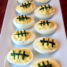 Football Deviled Eggs Recipe Appetizers With Hard Boiled Egg Mayonnaise Mustard Lemon Juice Superbowl Party Food Superbowl Appetizers Easy Superbowl Snacks