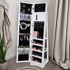 Real glass helps avoid fun house effect and provides better performance. Lifewit Lockable Full Length Mirrored Jewelry Cabinet Wall Door Mounted Bedroom Armoire Makeup Organizer Led Light White 2 Zen Merchandiser
