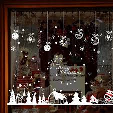 Christmas Wall Sticker Home Decor Store Window Decoration Milk White 2pcs Mobile Christmas Wall Stickers Merry Christmas Decoration Christmas Window Stickers