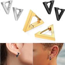 Check spelling or type a new query. Men S Punk Rock Stainless Steel Triangle Hoop Huggie Ear Studs Earrings Jewelry Gifts Buy At A Low Prices On Joom E Commerce Platform
