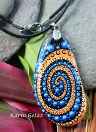 Water And Fire Hand Painted River Stone By Australian Artist Karin Getaz Wearable Art Painted Rock Painting Patterns Mandala Painted Rocks Stone Painting