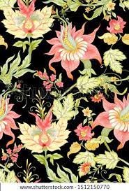 Paisley wool challis fabric jacobean pattern turquoise red ecru rust color light weight. Shutterstock Puzzlepix