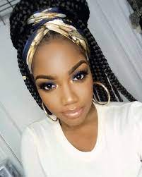 Box Braids With Scarf Box Braids Styling Scarf Hairstyles Short Box Braids