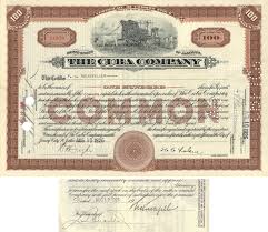 Cuba Company issued to Percy Avery Rockefeller & Signed at Back