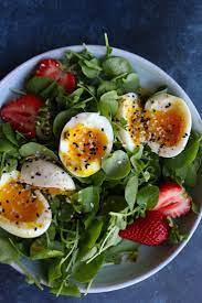 Simple Salad With Soft Boiled Eggs Video Recipe Easy Salads Simple Spinach Salad Salad Recipes