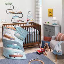 Baby Car Tunes 4 Piece Nursery Crib Bedding Set Blue