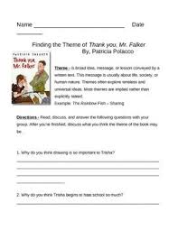Identifying Theme Handout Thank You Mr Falker Reading Classroom School Counseling Books Teaching Themes