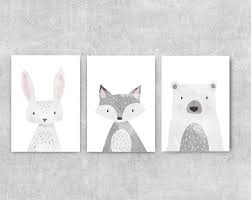 Animal Wall Art Nursery Prints Set Woodland Print Animal Etsy Animal Wall Art Nursery Bear Wall Art Grey Nursery Decor