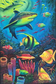 Feel free to explore, study and enjoy paintings with paintingvalley.com Shark Fish Under Water Landscape Uv Painting Etsy Shark Painting Painting Fish Painting