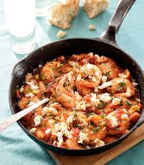 Spicy Shrimp With Feta Ouzo And Cilantro Recipe Greek Recipes Greek Cooking Spicy Shrimp