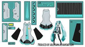 Hatsune Miku Main Outfit Cosplay Design Draft By Hollitaima Deviantart Com On Deviantart Pattern Cosplay Diy Miku Cosplay Hatsune Miku Costume