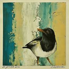 Black Birds In Painting Original Art Black And White Bird Painting Magpie Painting Etsy Birds Painting Black And White Birds Original Art