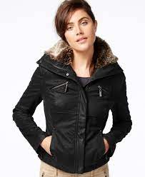 Jou Jou Faux Leather Bomber Jacket Coats Women Macy S Faux Leather Bomber Jacket Leather Jacket Style Leather Bomber Jacket
