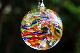 Confetti Glass Memorial Hanging Urn With Infused Ashes In Glass Memorial Glass Unique Cremation Jewelry Cremation Glass
