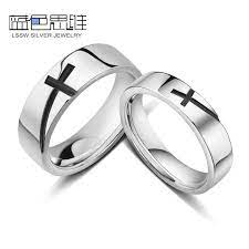 Blue Sweet Couple Rings Black Cross Wedding Bands Set Sterling Silver Cross Rings For Men A Mens Wedding Rings Titanium Wedding Rings Engagement Rings Couple