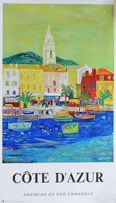 Roger Bezombes 1913 1994 Cote D Azur Chemins De Fer Francais 1966 Sncf Vintage Posters Vintage Travel Posters Travel Prints