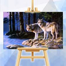 Niewu kleurplaten schattige dieren kleurplaat 2019. Bol Com Schilderen Op Nummer Pakket Wolven In Het Bos 50 X 40 Cm