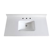 H bath vanity in white with carrera marble vanity top in white with white sink the windlowe collection features classical the windlowe collection features classical design enhanced by a soothing white finish, creating an aesthetic that mixes flair and function. Avanity Vut37wq R 37 Inch White Quartz Vanity Top With Rectangular Undermount Sink