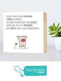 Gluck Schwein Greife Nach Den Sternen Einzigartiges Holzbild 15x15x2cm Zum Hinstellen Und Aufhangen Echter Fotodruc Glucks Schwein Wandschilder Spruche